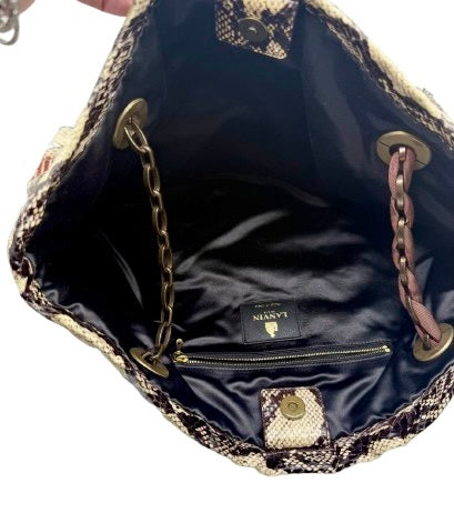 LANVIN Python-Print Chain Shoulder Tote