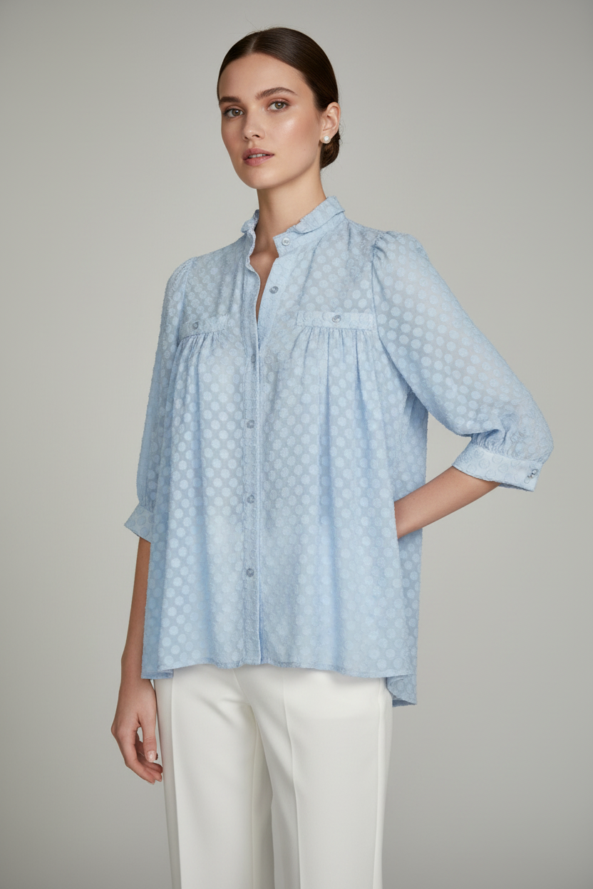 Smythe Textured Polka Dot Blouse- Size S