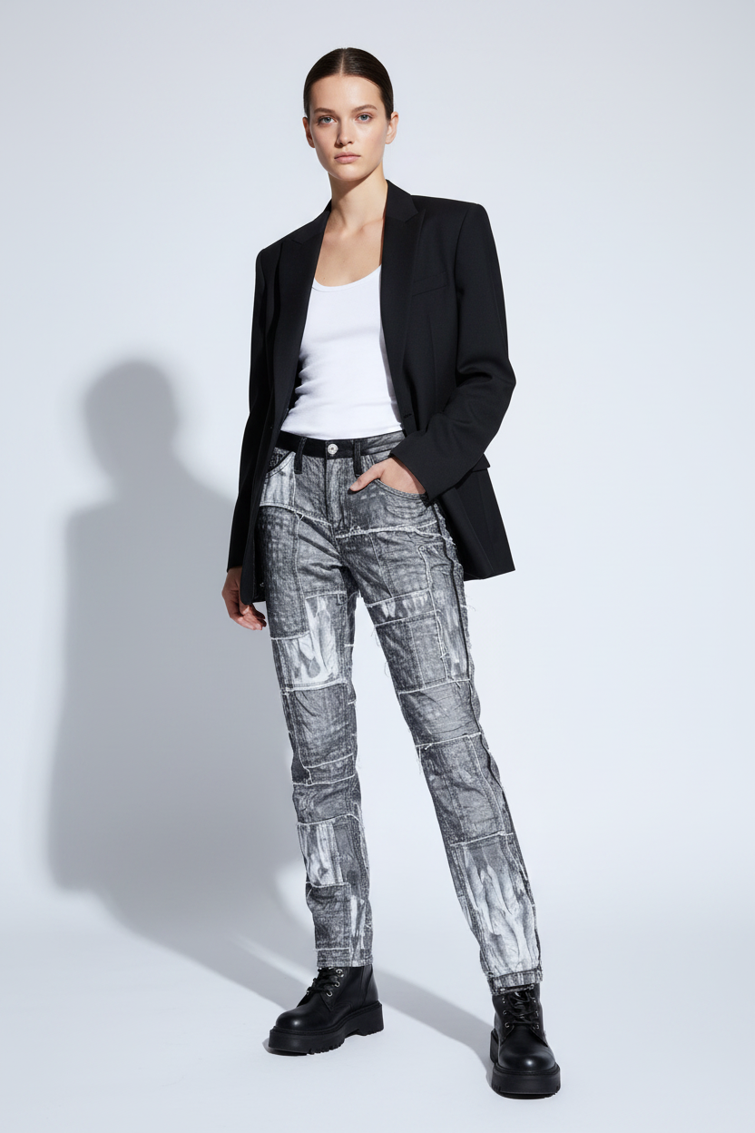 Isabel Marant Patchwork Distressed Denim Jeans- Size FR 2/ 26-27 USA