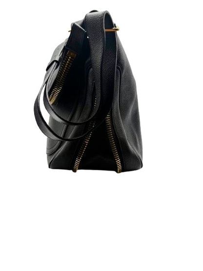 TOM FORD Classic Black Grain Leather Shoulder Bag