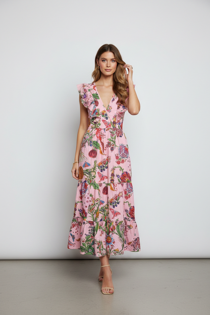 Banjanan Floral Tiered Maxi Dress – Size Small