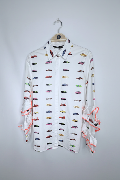 Fyodor Golan Printed Car Motif Blouse- Size 10