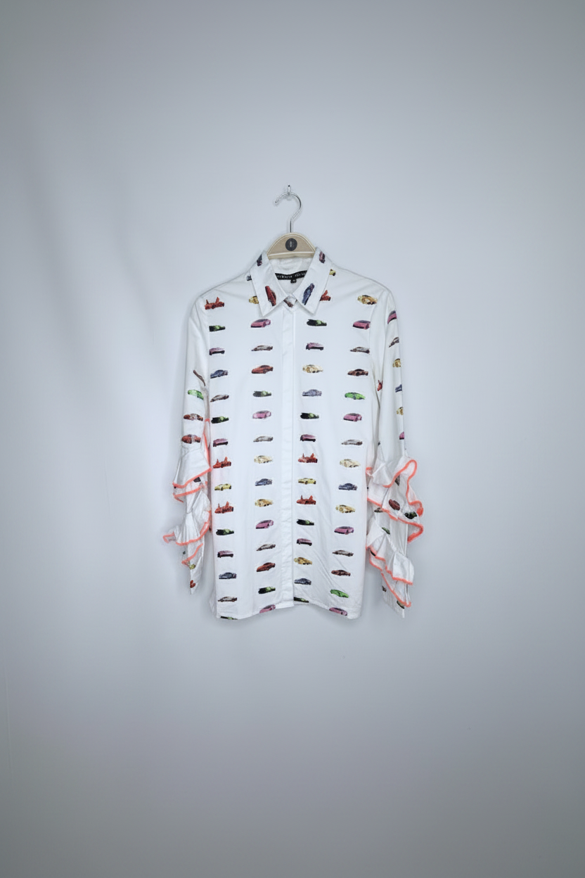 Fyodor Golan Printed Car Motif Blouse- Size 10