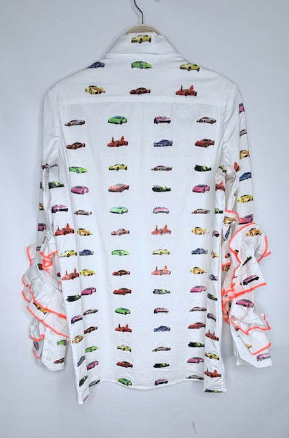 Fyodor Golan Printed Car Motif Blouse- Size 10