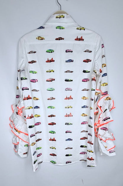 Fyodor Golan Printed Car Motif Blouse- Size 10