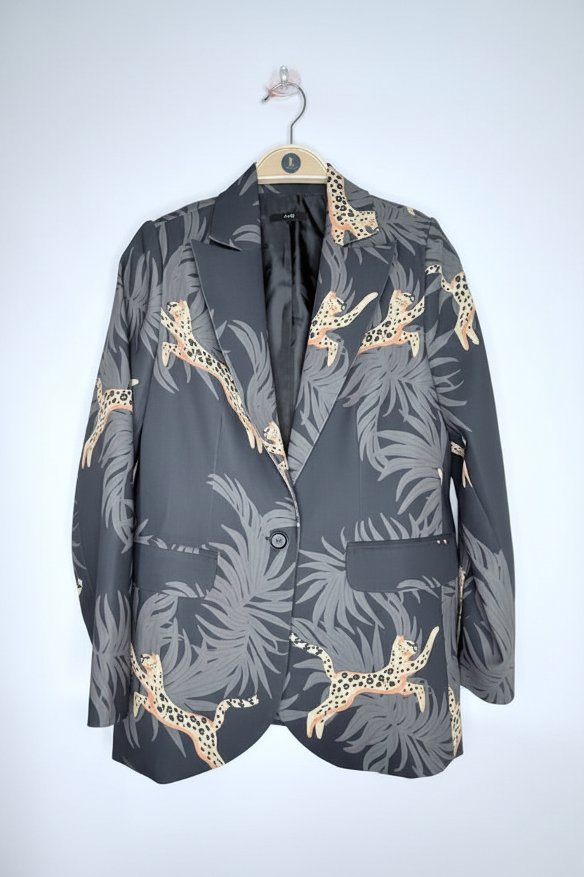 Ruti Leopard & Tropical Print Blazer- Size 6