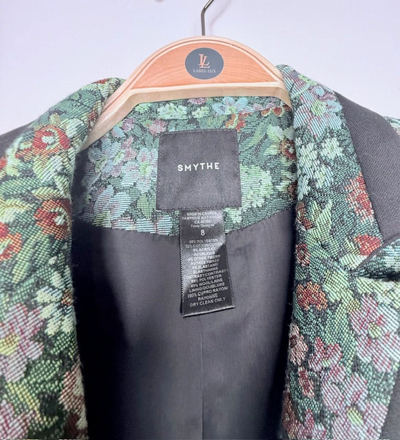 Smythe Floral Jacquard Tailored Blazer – Size 8