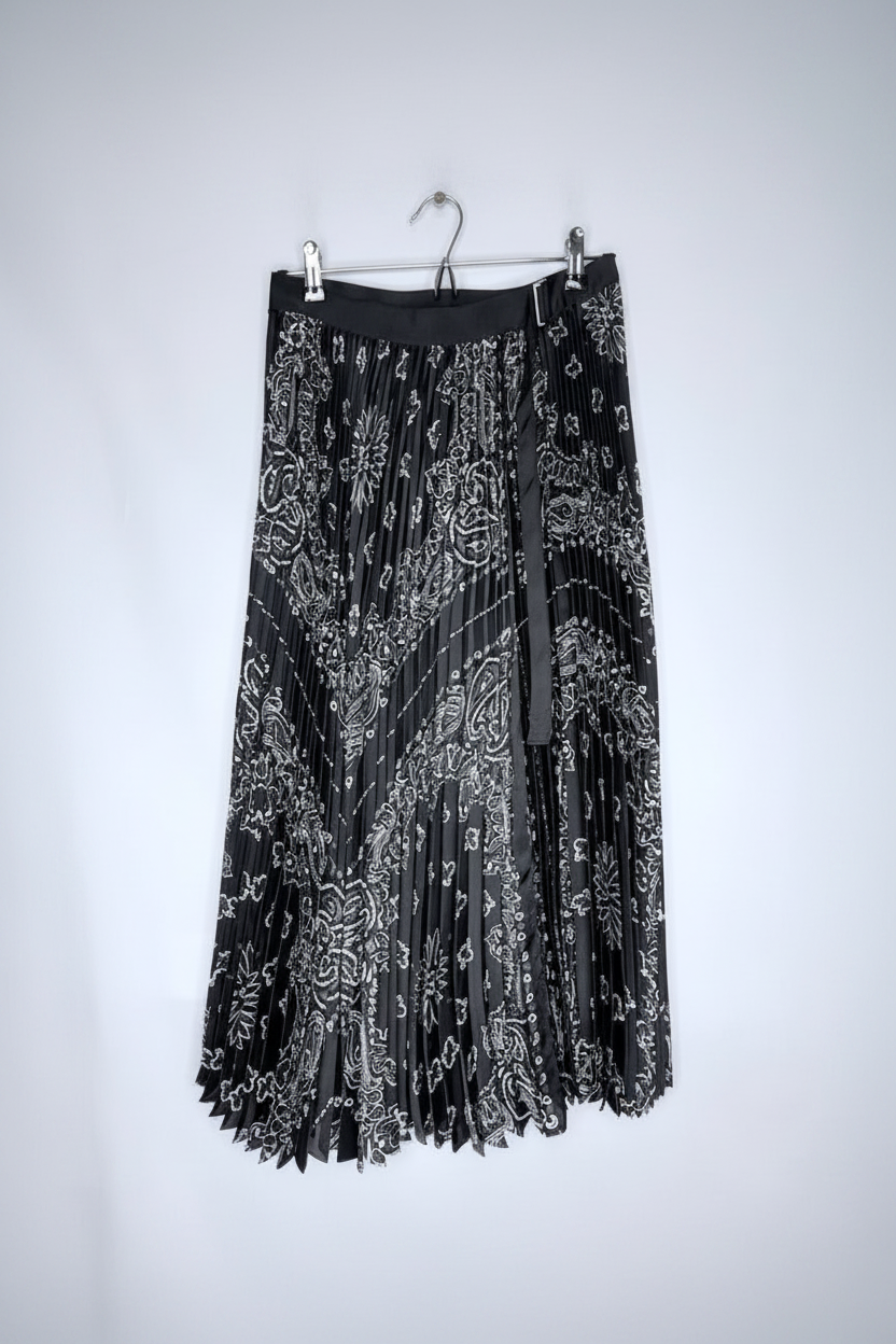 Sacai Pleated Paisley Midi Skirt Size 4