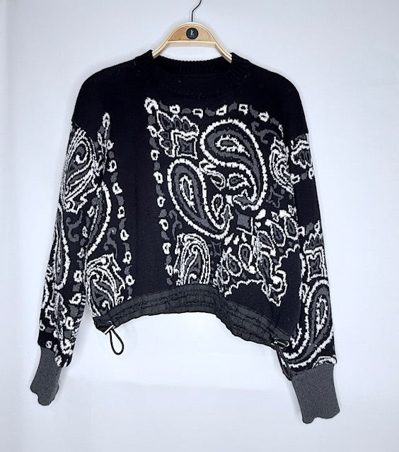 Sacai Paisley Cropped Knit Sweater Size Small