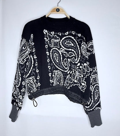Sacai Paisley Cropped Knit Sweater Size Small