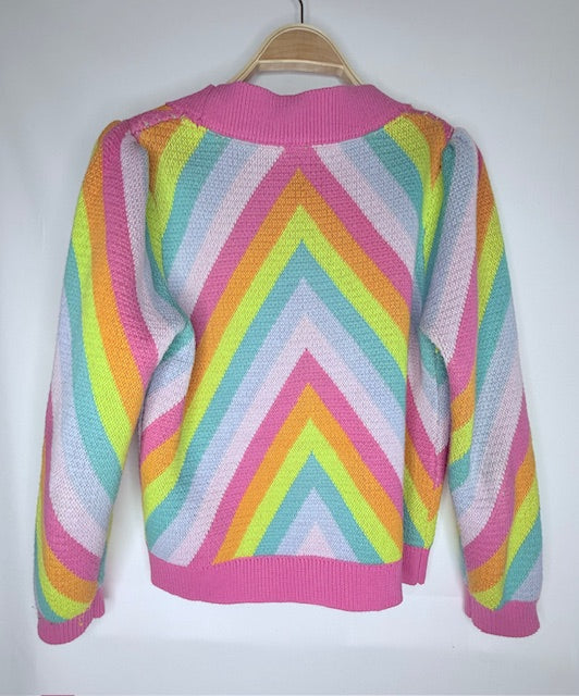 Olivia Rubin Rainbow Stripe Cardigan Size Small