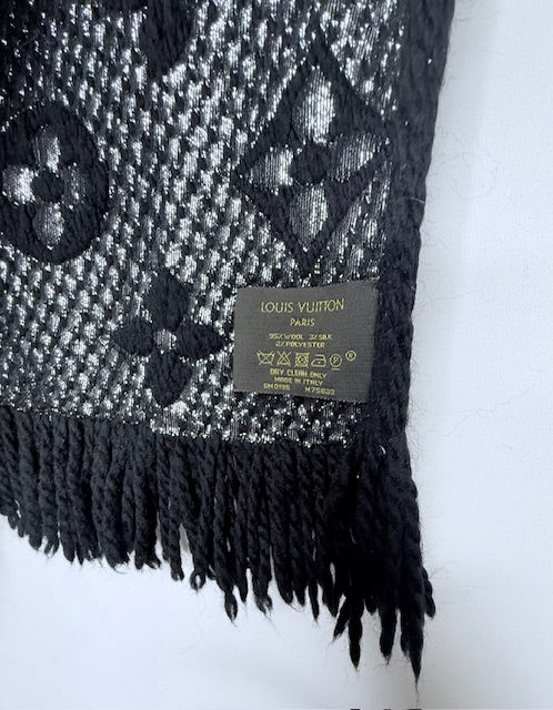 Louis Vuitton Monogram Wool Blend Scarf – Black & Silver