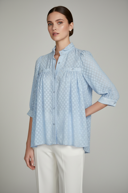 Smythe Textured Polka Dot Blouse- Size S