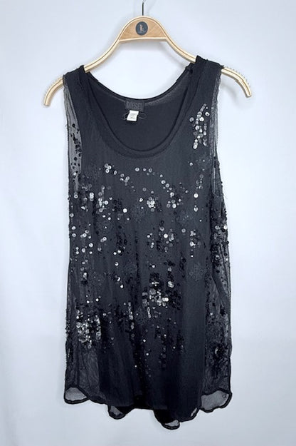 Diesel Mesh Sequin Tank- Size Small