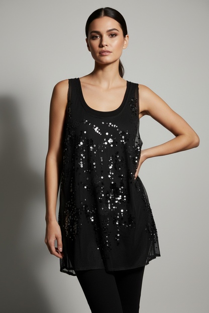 Diesel Mesh Sequin Tank- Size Small