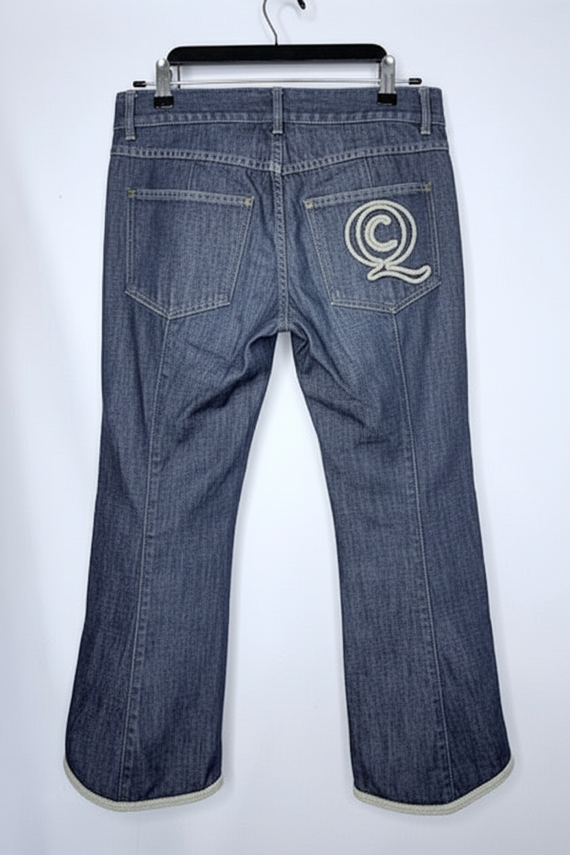 Alexander McQueen Logo Embroidered Cropped Jeans- Size 40/US 6