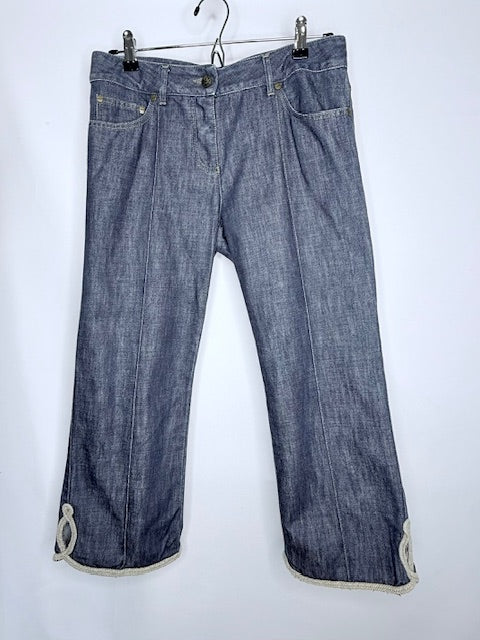 Alexander McQueen Logo Embroidered Cropped Jeans- Size 40/US 6
