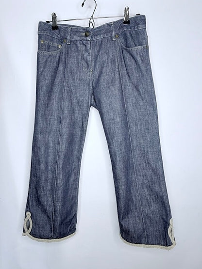 Alexander McQueen Logo Embroidered Cropped Jeans- Size 40/US 6