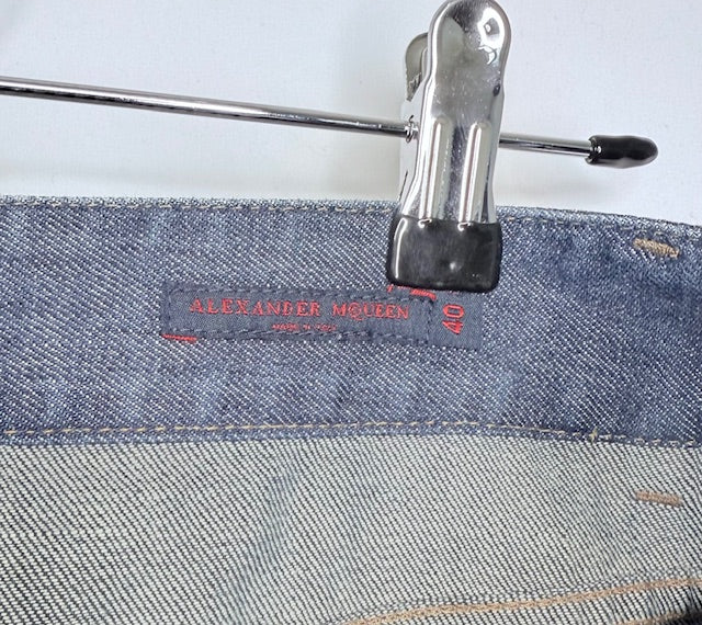 Alexander McQueen Logo Embroidered Cropped Jeans- Size 40/US 6