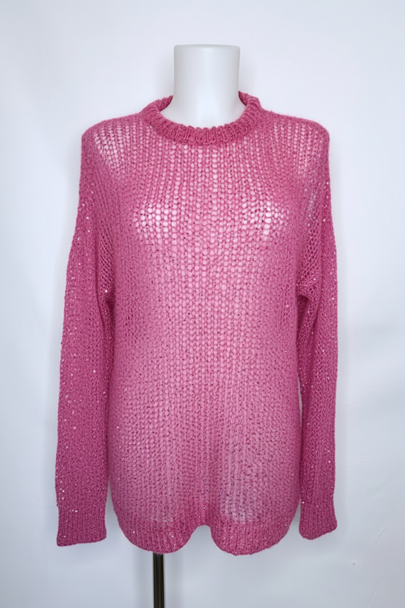 Miu Miu Open-Knit Pink Sweater – Size S