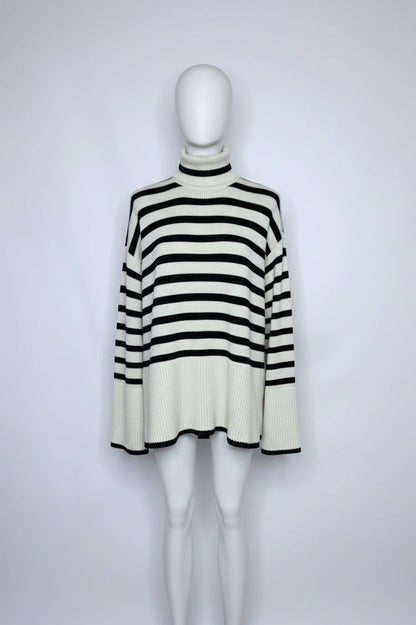 Toteme Black & White Stripe Turtleneck Sweater- Size Small
