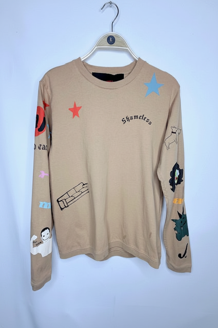 Marc Jacobs Graphic Long Sleeve Tee – Shameless Print Size Small