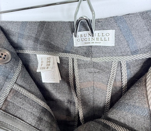 Brunello Cucinelli Plaid Trousers-Size 6