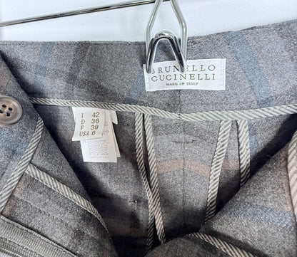 Brunello Cucinelli Plaid Trousers-Size 6