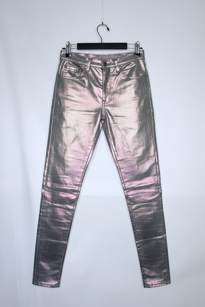 Rick Owens Iridescent Metallic Stretch Pants Size Small