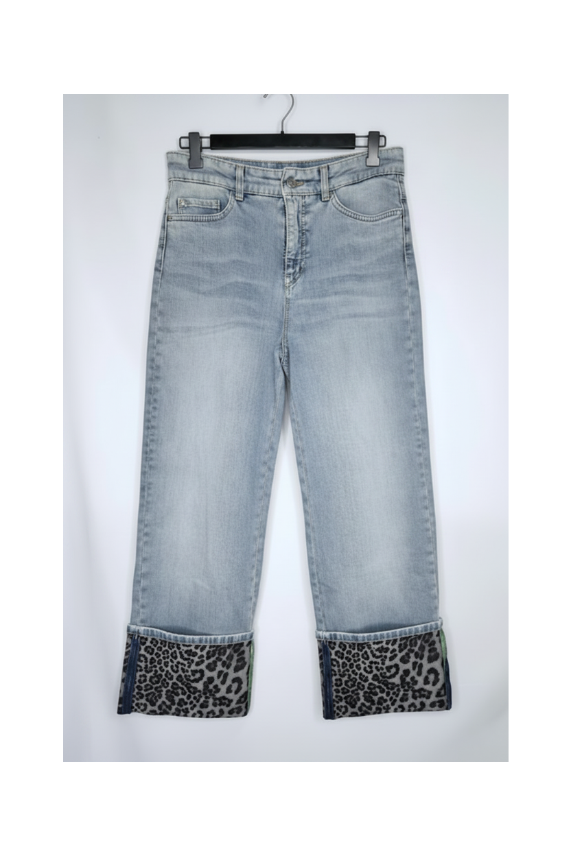 Marc Cain Denim with Leopard Print Cuff Size 27