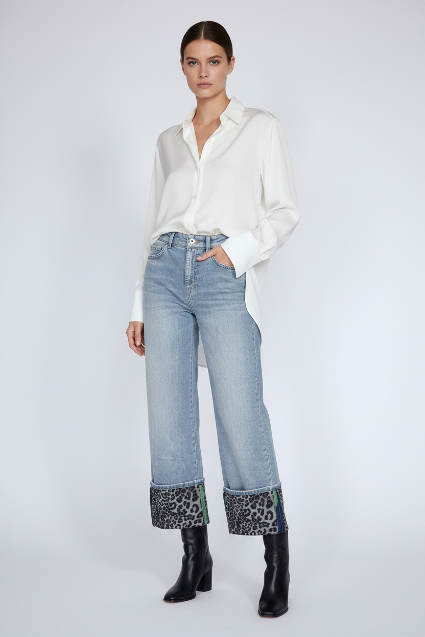 Marc Cain Denim with Leopard Print Cuff Size 27
