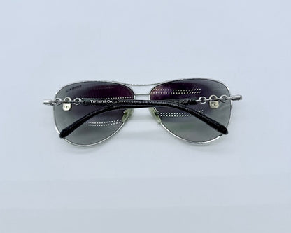 Tiffany & Co. Aviator Sunglasses – Silver Chain-Link Arms, Grey Gradient Lenses