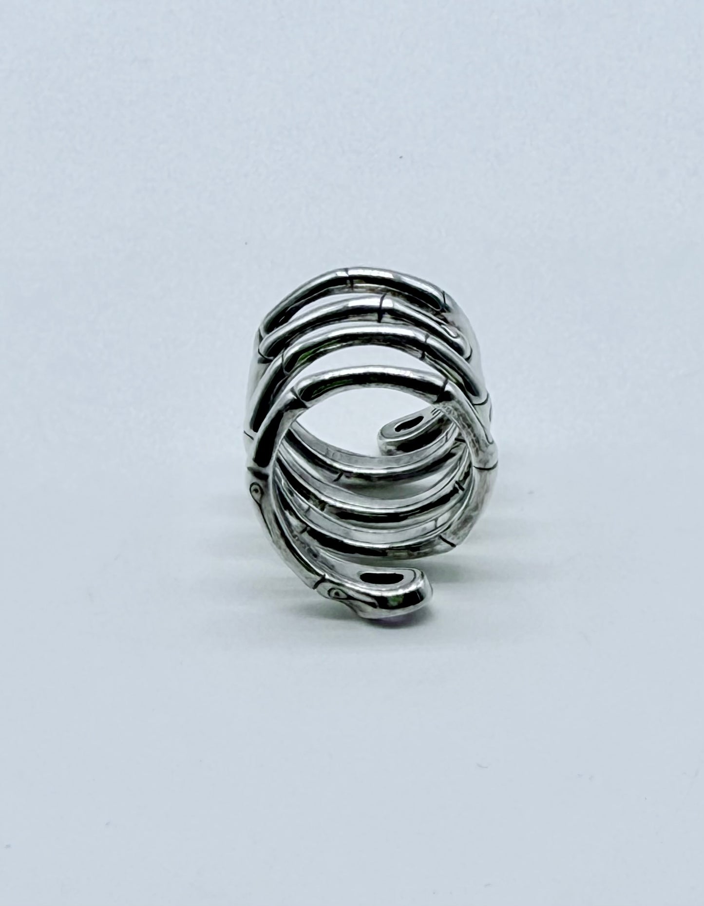 John Hardy Naga Coil Ring – Sterling Silver Multi-Wrap Snake with Amethyst Eyes