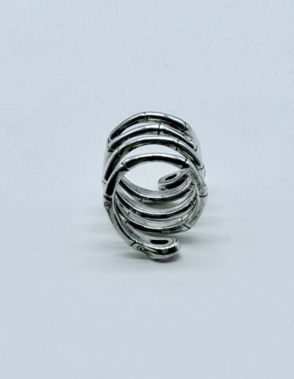 John Hardy Naga Coil Ring – Sterling Silver Multi-Wrap Snake with Amethyst Eyes
