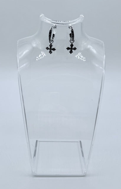 Thomas Sabo Sterling Silver Textured Hoop Earrings with Removable Cross Charms
