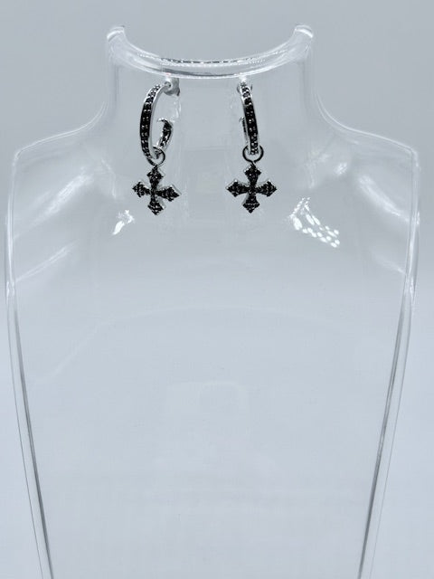 Thomas Sabo Sterling Silver Textured Hoop Earrings with Removable Cross Charms