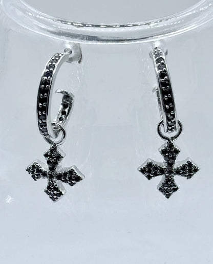Thomas Sabo Sterling Silver Textured Hoop Earrings with Removable Cross Charms