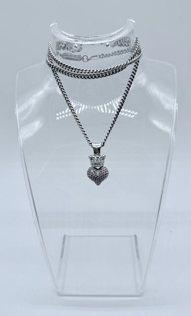 King Baby Studio Sterling Silver Crowned Heart Pendant Necklace
