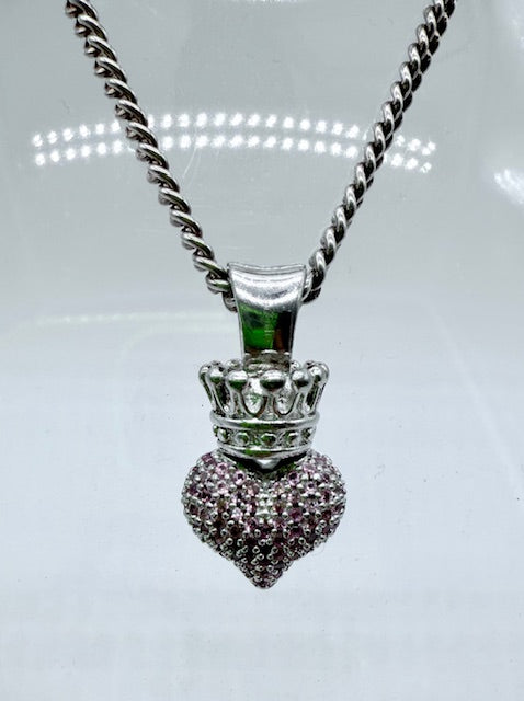 King Baby Studio Sterling Silver Crowned Heart Pendant Necklace