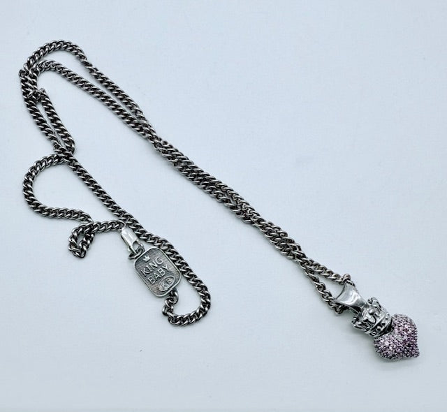 King Baby Studio Sterling Silver Crowned Heart Pendant Necklace
