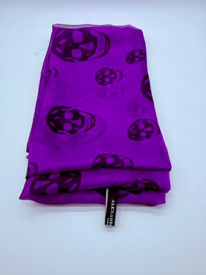 Alexander McQueen Purple Skull Silk Scarf