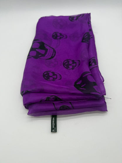 Alexander McQueen Purple Skull Silk Scarf