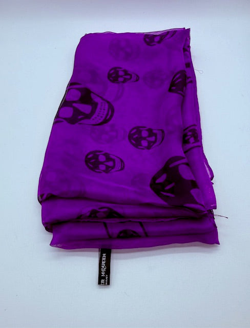Alexander McQueen Purple Skull Silk Scarf