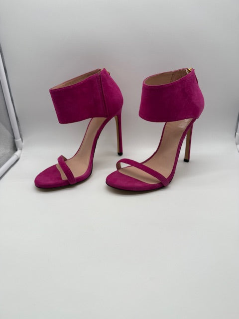 Stuart Weitzman – Fuchsia Suede Ankle Cuff Sandals