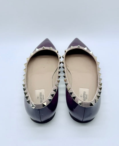 Valentino Rockstud Patent Plum/Purple Flats Size EU 39