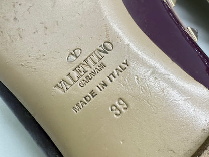 Valentino Rockstud Patent Plum/Purple Flats Size EU 39