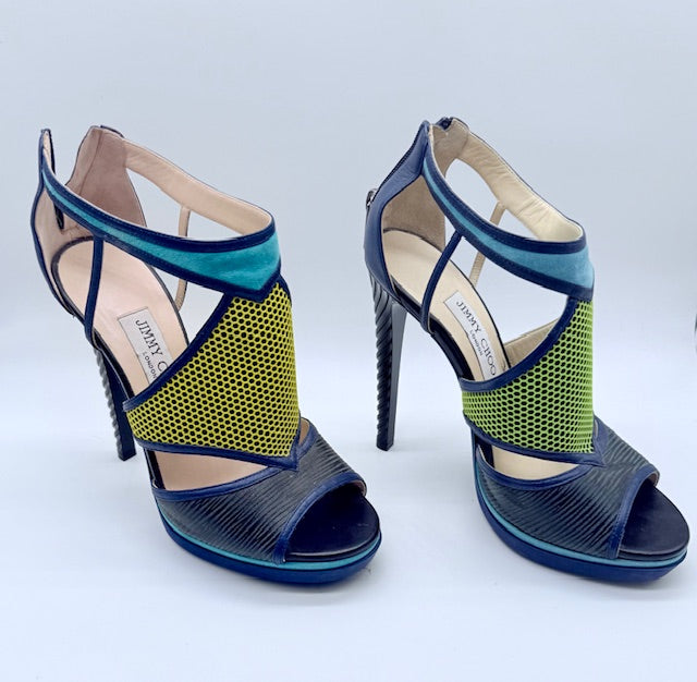 Jimmy Choo Mesh & Suede Cutout Heels Limited Edition Size EU39