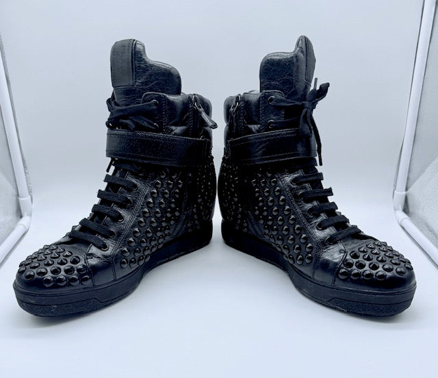 Prada Studded High-Top Leather Sneakers Size EU 39