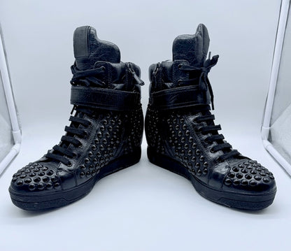 Prada Studded High-Top Leather Sneakers Size EU 39