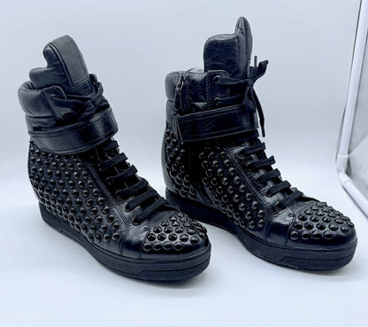 Prada Studded High-Top Leather Sneakers Size EU 39